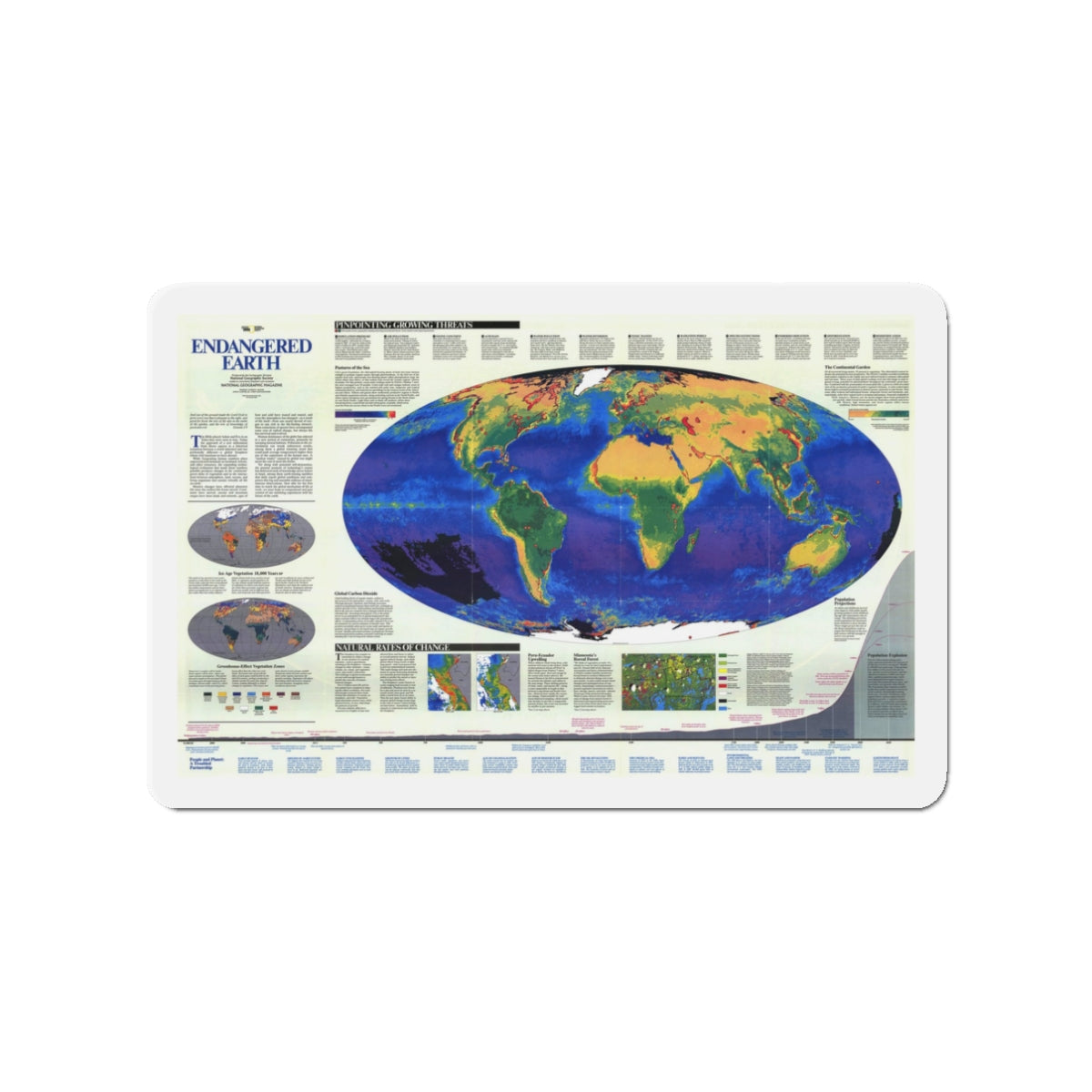 World Map - Endangered Earth (Map) Refrigerator Magnet-3" x 3"-The Sticker Space