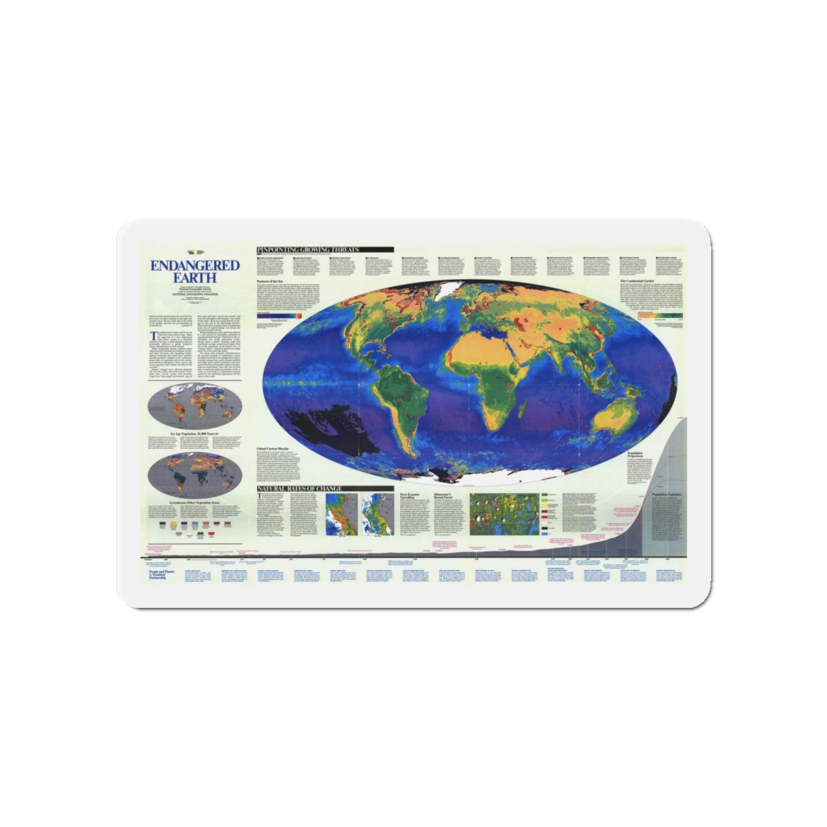 World Map - Endangered Earth (Map) Refrigerator Magnet-4" x 4"-The Sticker Space