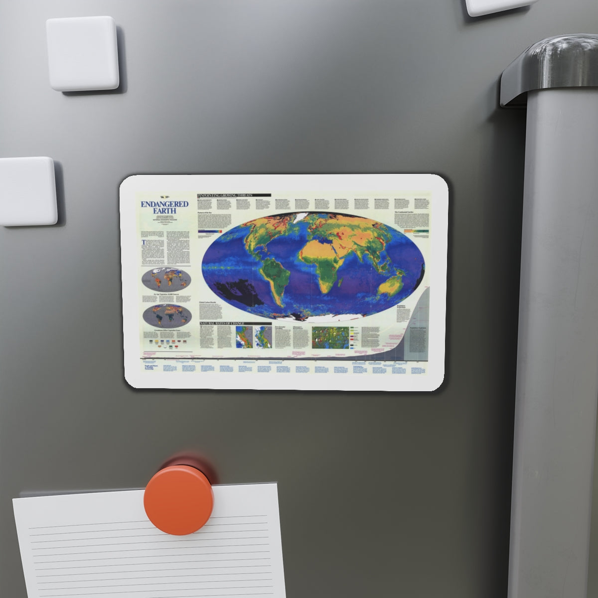 World Map - Endangered Earth (Map) Refrigerator Magnet-The Sticker Space