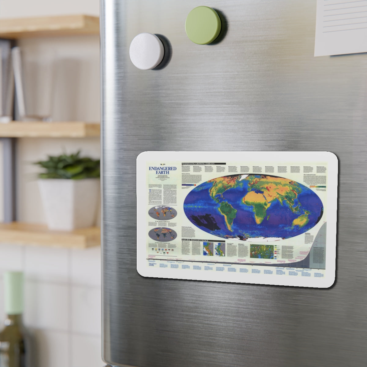 World Map - Endangered Earth (Map) Refrigerator Magnet-The Sticker Space