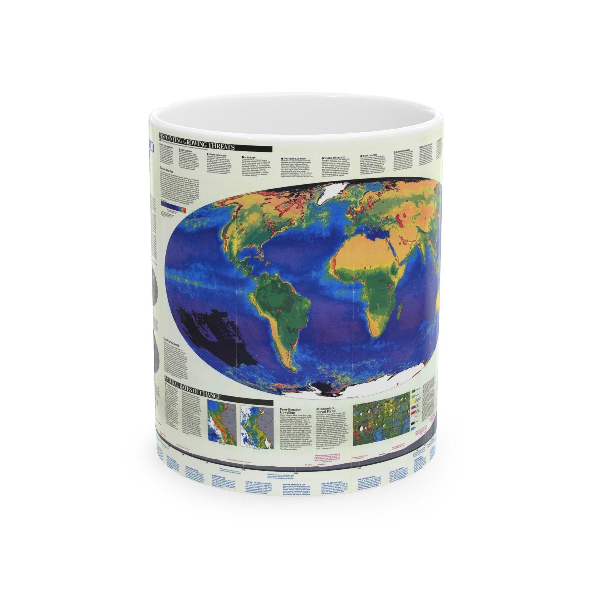 World Map - Endangered Earth (Map) White Coffee Mug-11oz-The Sticker Space