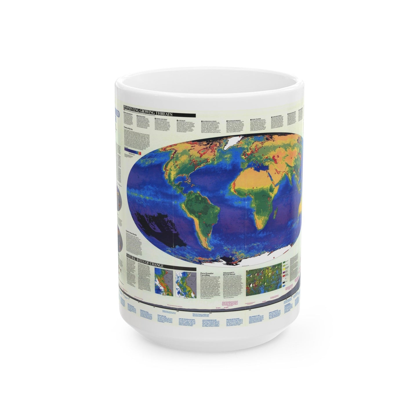 World Map - Endangered Earth (Map) White Coffee Mug-15oz-The Sticker Space