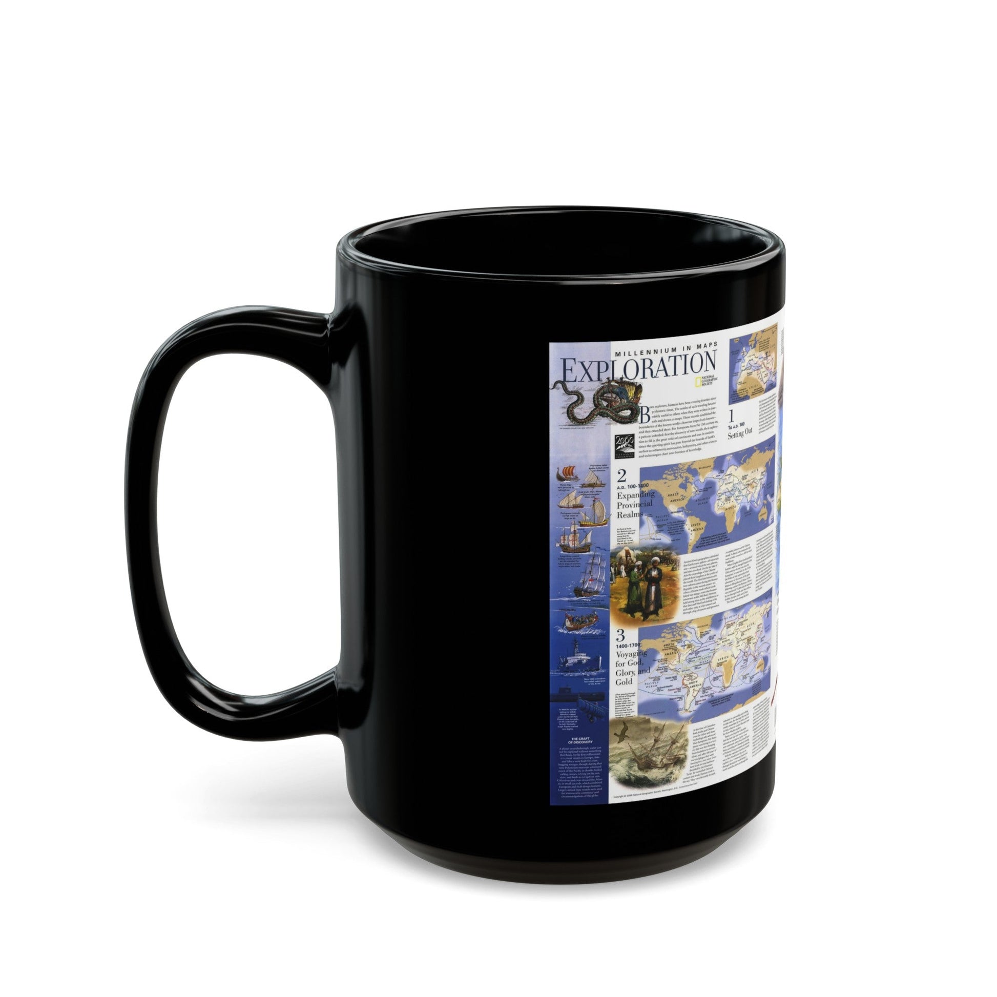 World Map - Exploration (1998) (Map) Black Coffee Mug-The Sticker Space