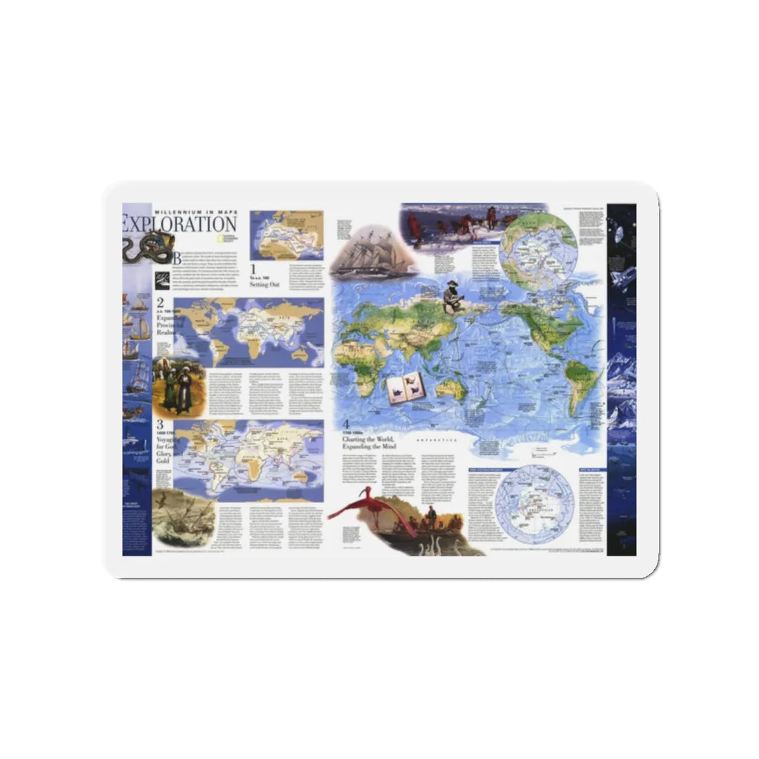 World Map - Exploration (1998) (Map) Refrigerator Magnet 2 Inch - The Sticker Space