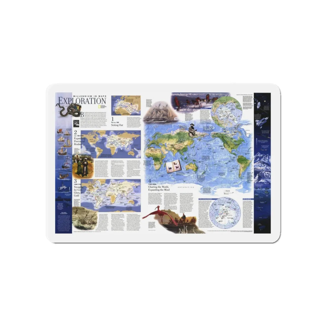 World Map - Exploration (1998) (Map) Refrigerator Magnet 4 Inch - The Sticker Space