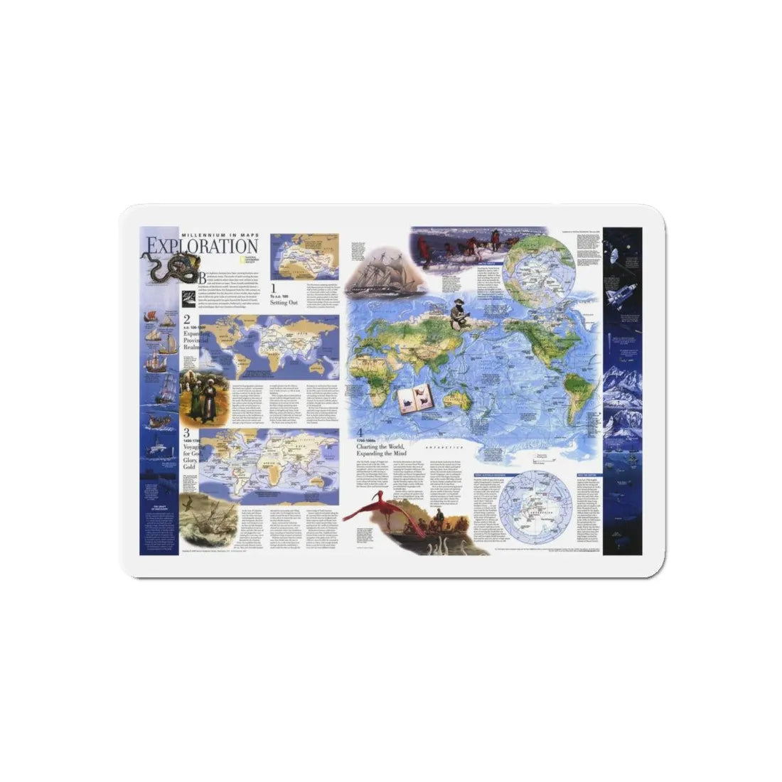 World Map - Exploration (1998) (Map) Refrigerator Magnet 6 Inch - The Sticker Space