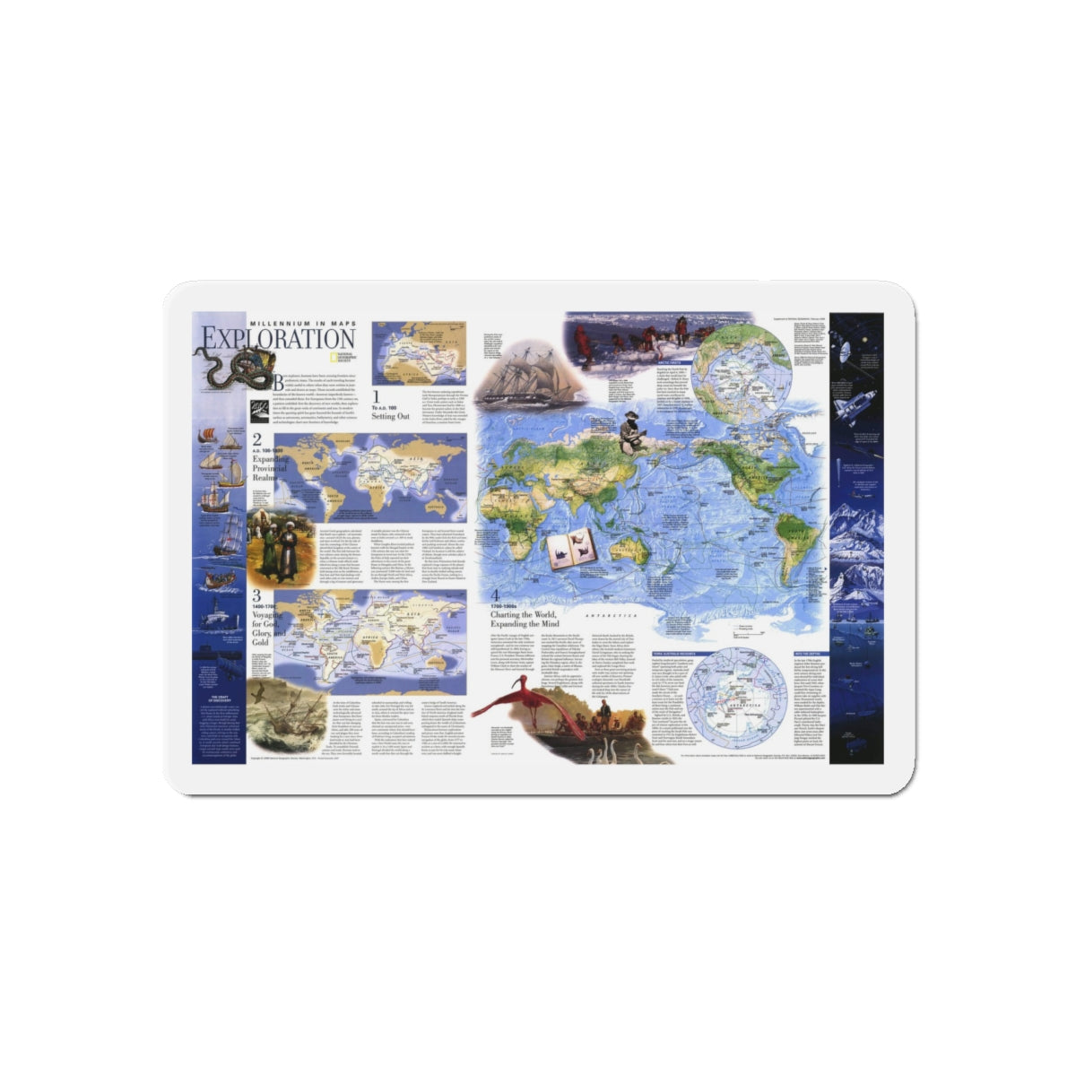 World Map - Exploration (1998) (Map) Refrigerator Magnet-6 × 6"-The Sticker Space