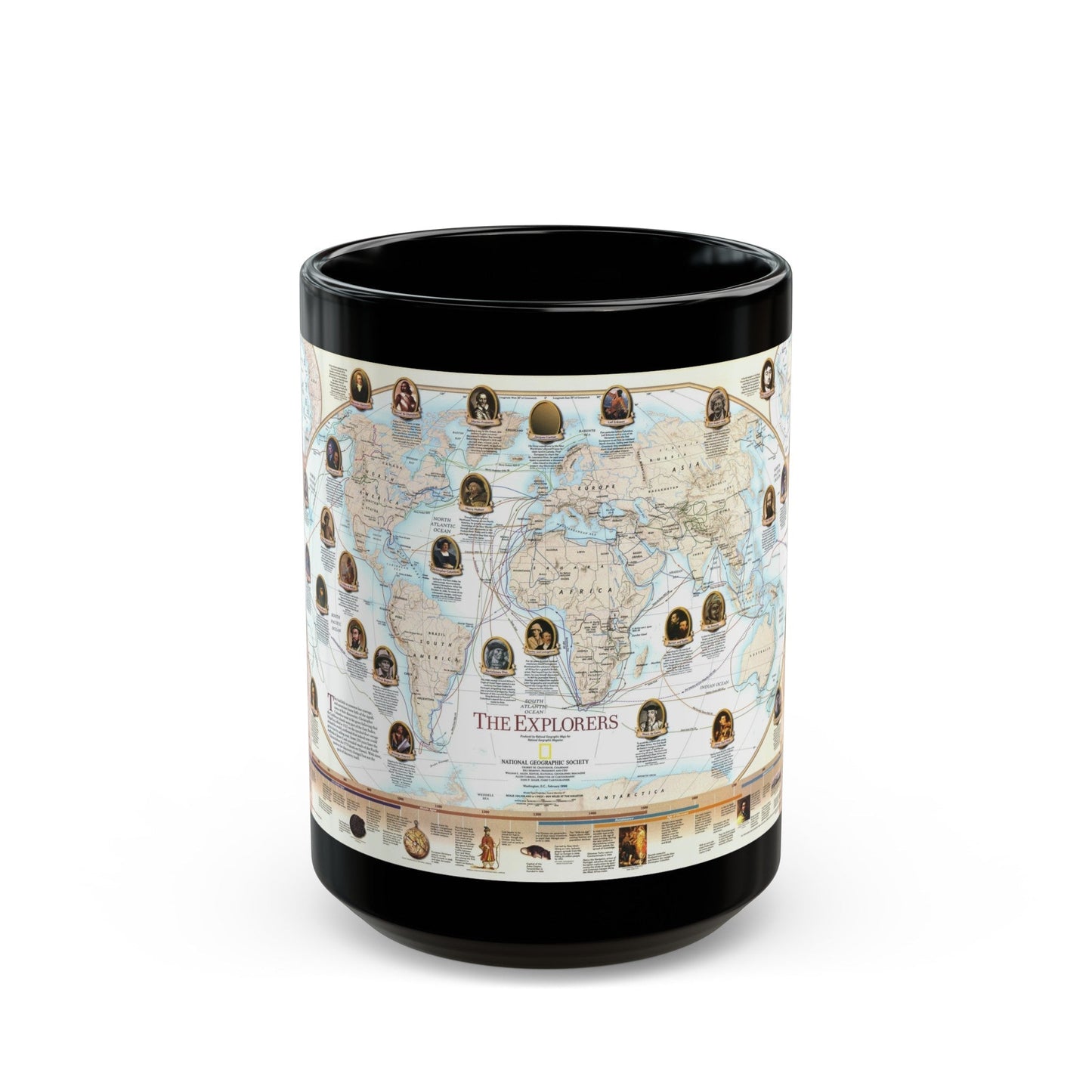 World Map - Explorers (1998) (Map) Black Coffee Mug-15oz-The Sticker Space