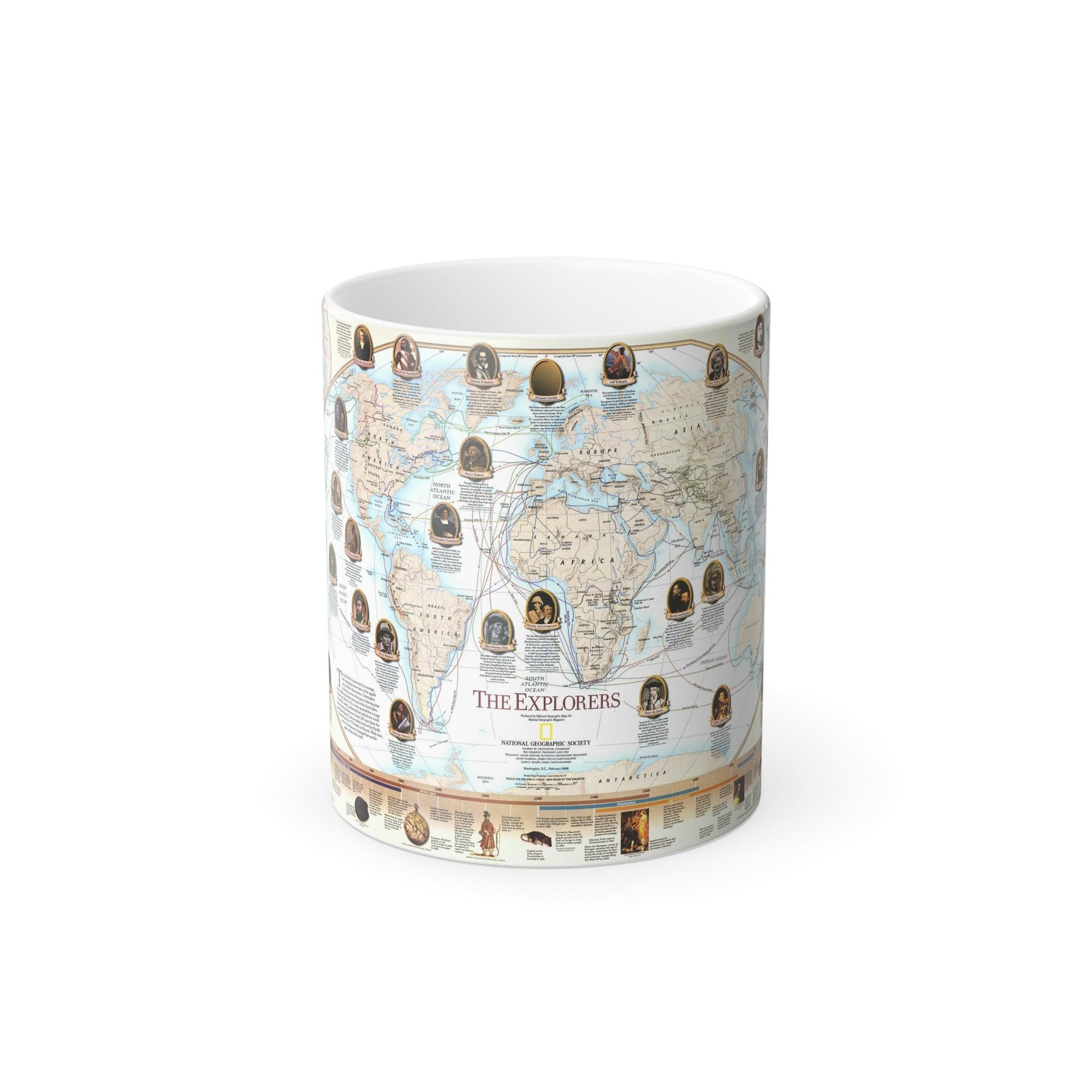 World Map - Explorers (1998) (Map) Color Changing Mug 11oz-11oz-The Sticker Space