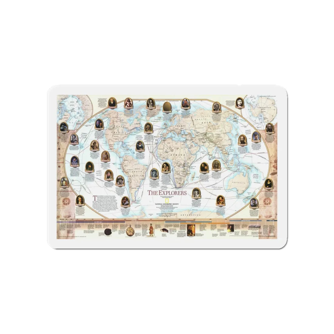 World Map - Explorers (1998) (Map) Refrigerator Magnet 4 Inch - The Sticker Space