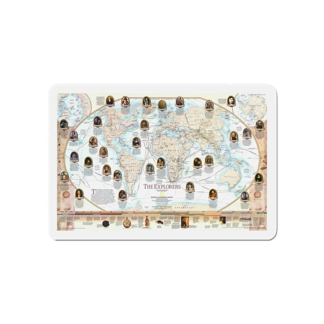 World Map - Explorers (1998) (Map) Refrigerator Magnet 5 Inch - The Sticker Space