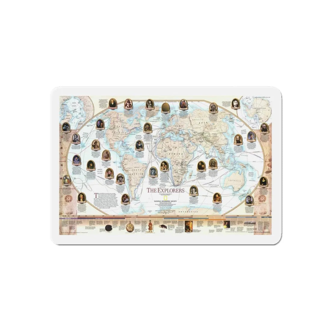 World Map - Explorers (1998) (Map) Refrigerator Magnet 6 Inch - The Sticker Space