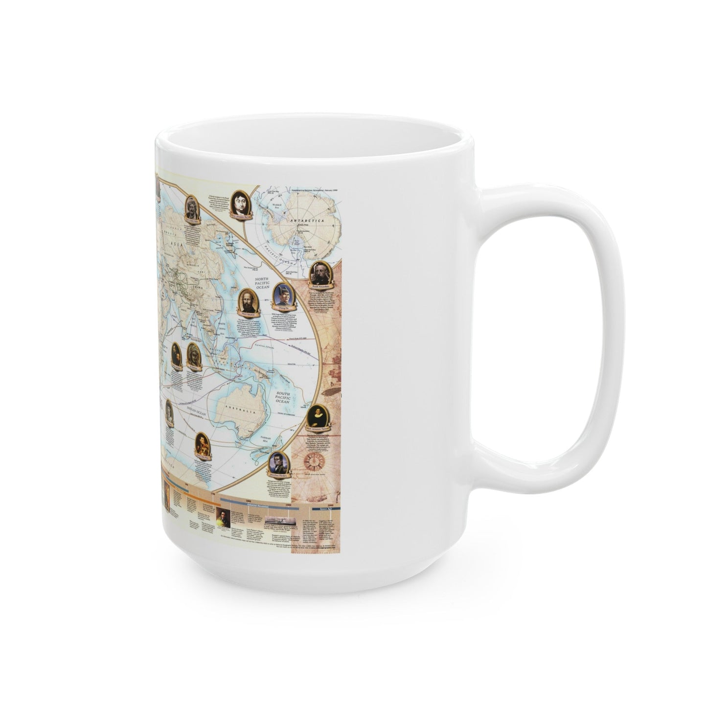 World Map - Explorers (1998) (Map) White Coffee Mug-The Sticker Space