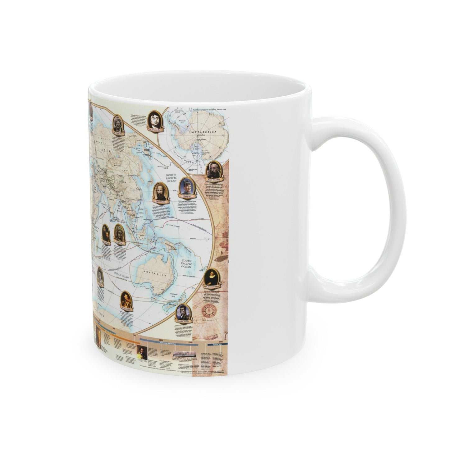 World Map - Explorers (1998) (Map) White Coffee Mug-The Sticker Space