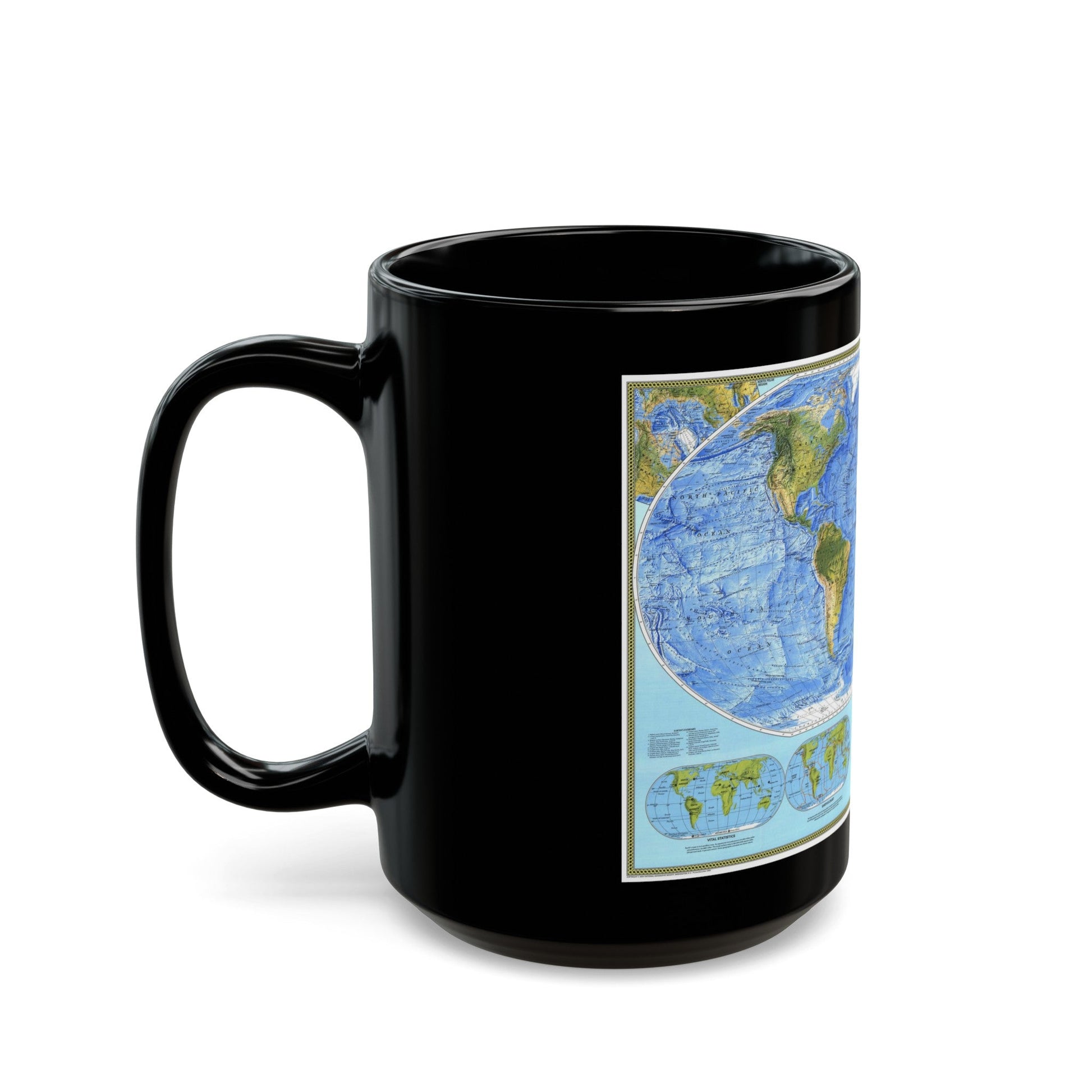 World Map - Physical (1994) (Map) Black Coffee Mug-The Sticker Space