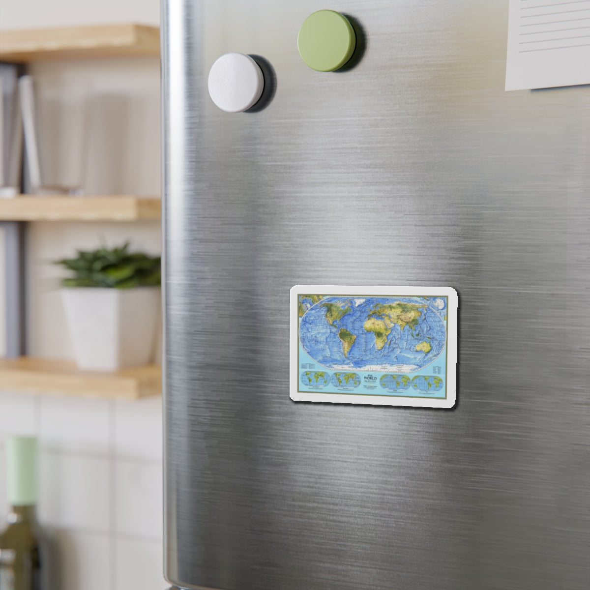 World Map - Physical (1994) (Map) Refrigerator Magnet-The Sticker Space