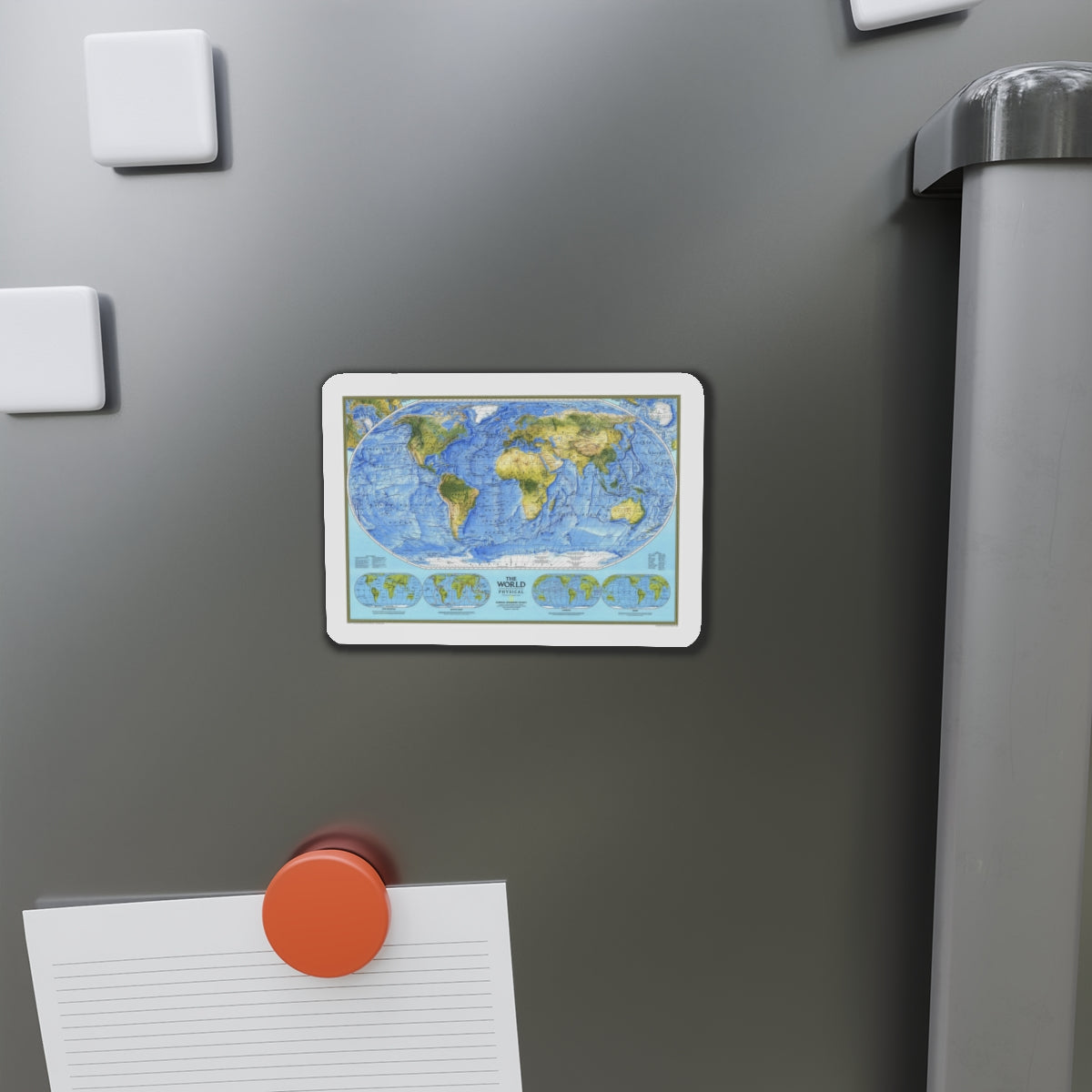 World Map - Physical (1994) (Map) Refrigerator Magnet-The Sticker Space