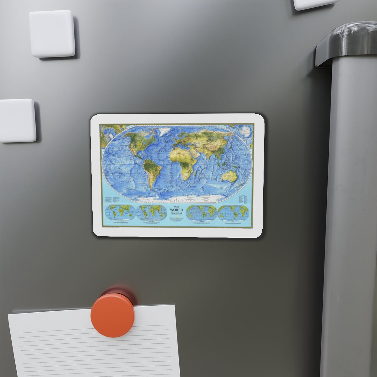 World Map - Physical (1994) (Map) Refrigerator Magnet-The Sticker Space