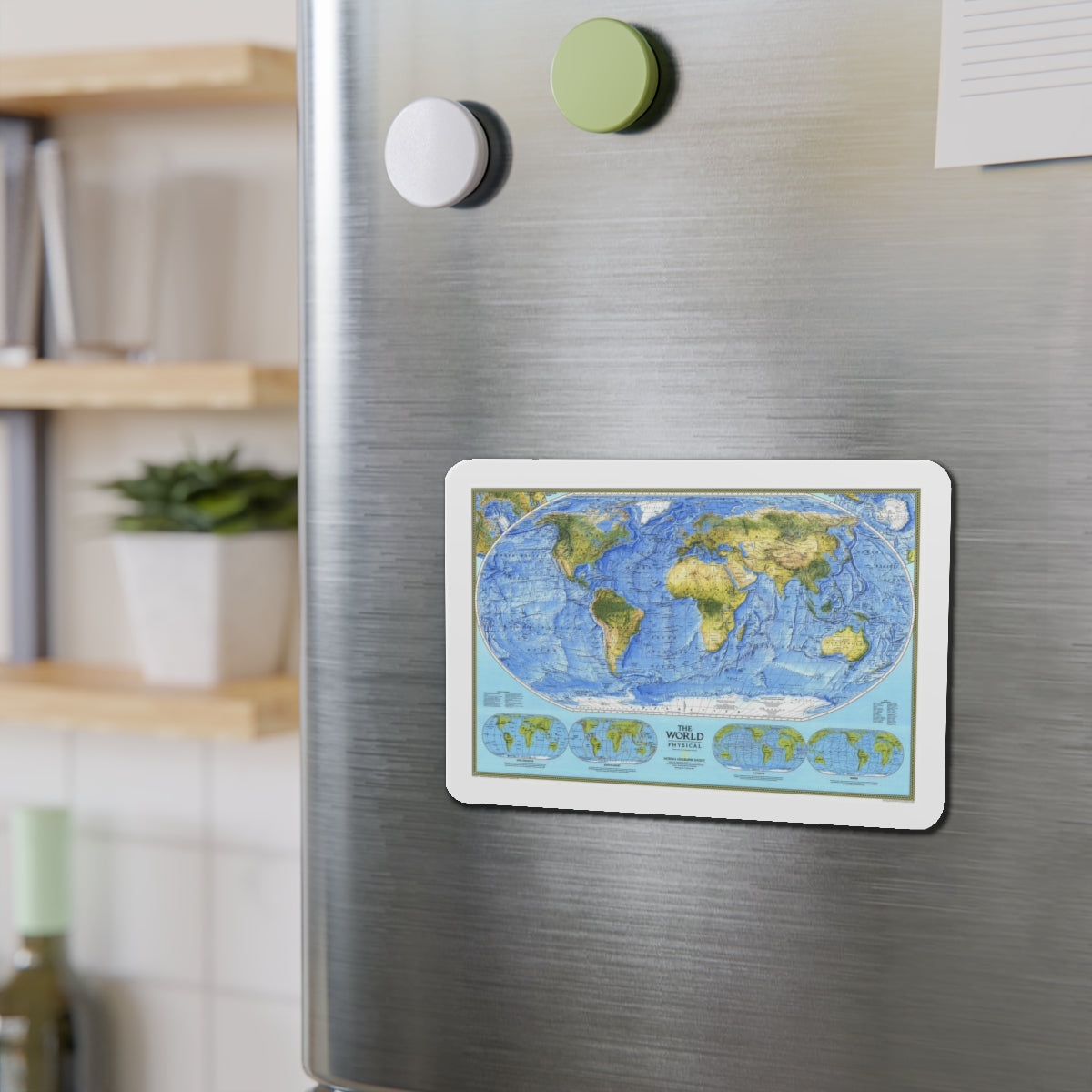 World Map - Physical (1994) (Map) Refrigerator Magnet-The Sticker Space