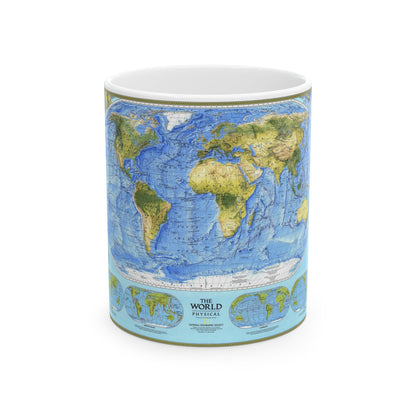 World Map - Physical (1994) (Map) White Coffee Mug-11oz-The Sticker Space