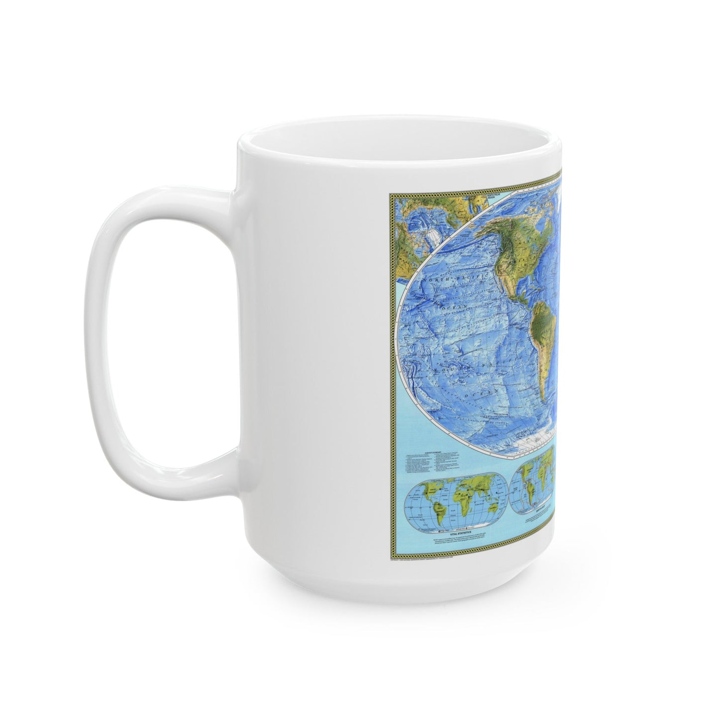 World Map - Physical (1994) (Map) White Coffee Mug-The Sticker Space