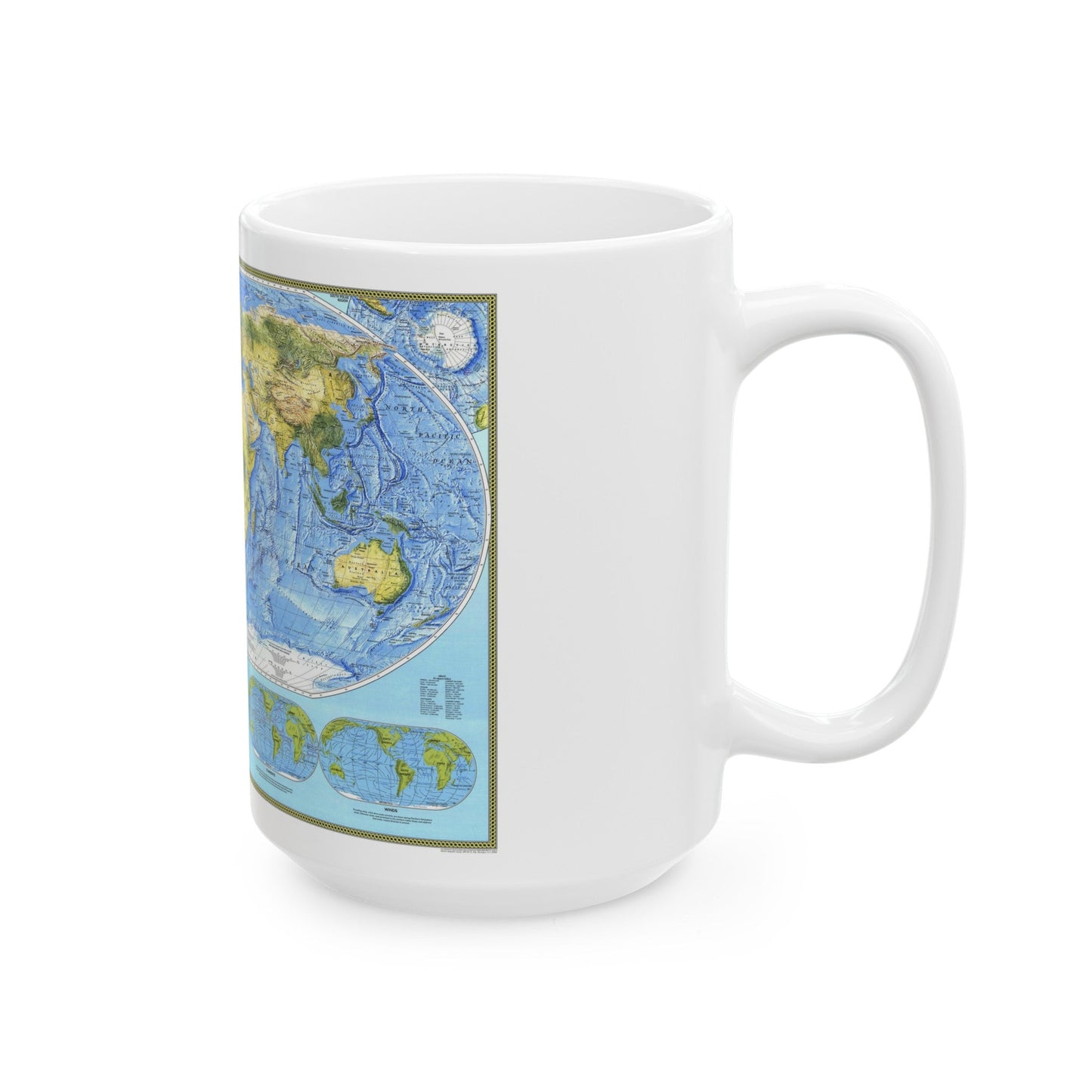 World Map - Physical (1994) (Map) White Coffee Mug-The Sticker Space