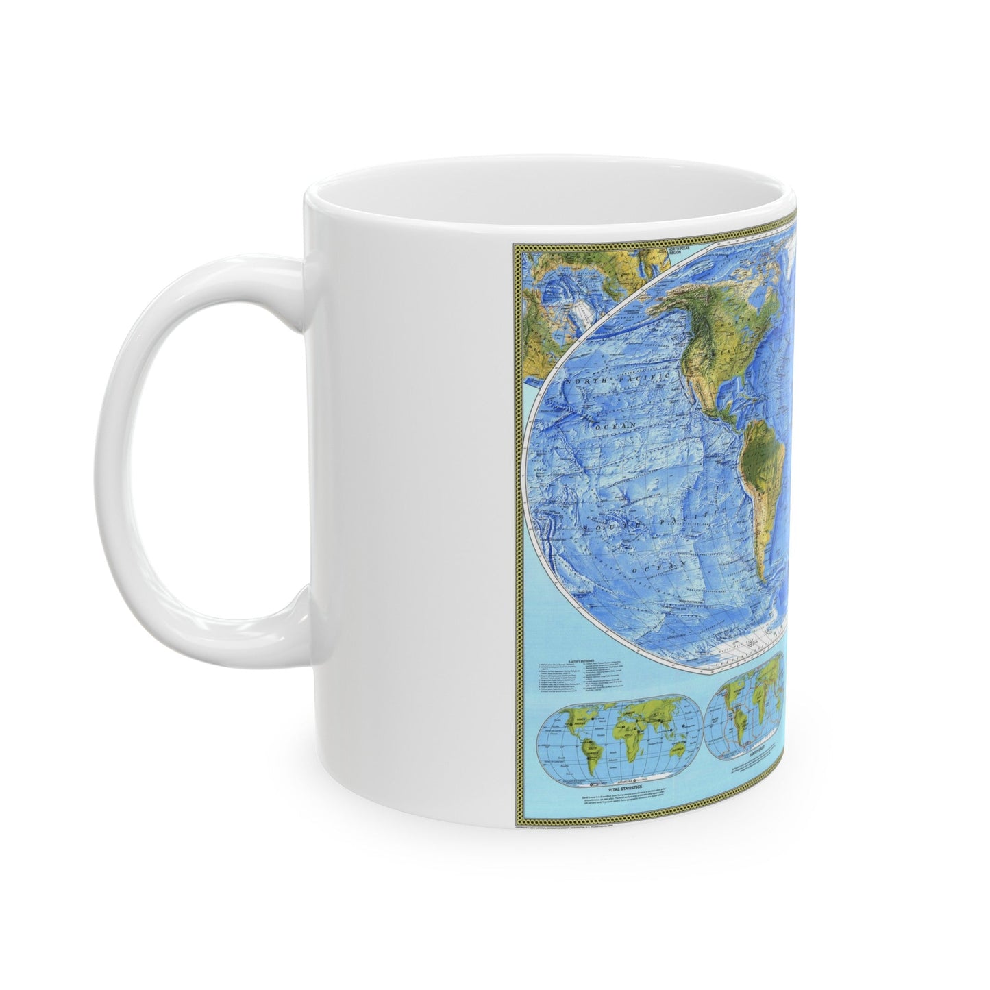 World Map - Physical (1994) (Map) White Coffee Mug-The Sticker Space