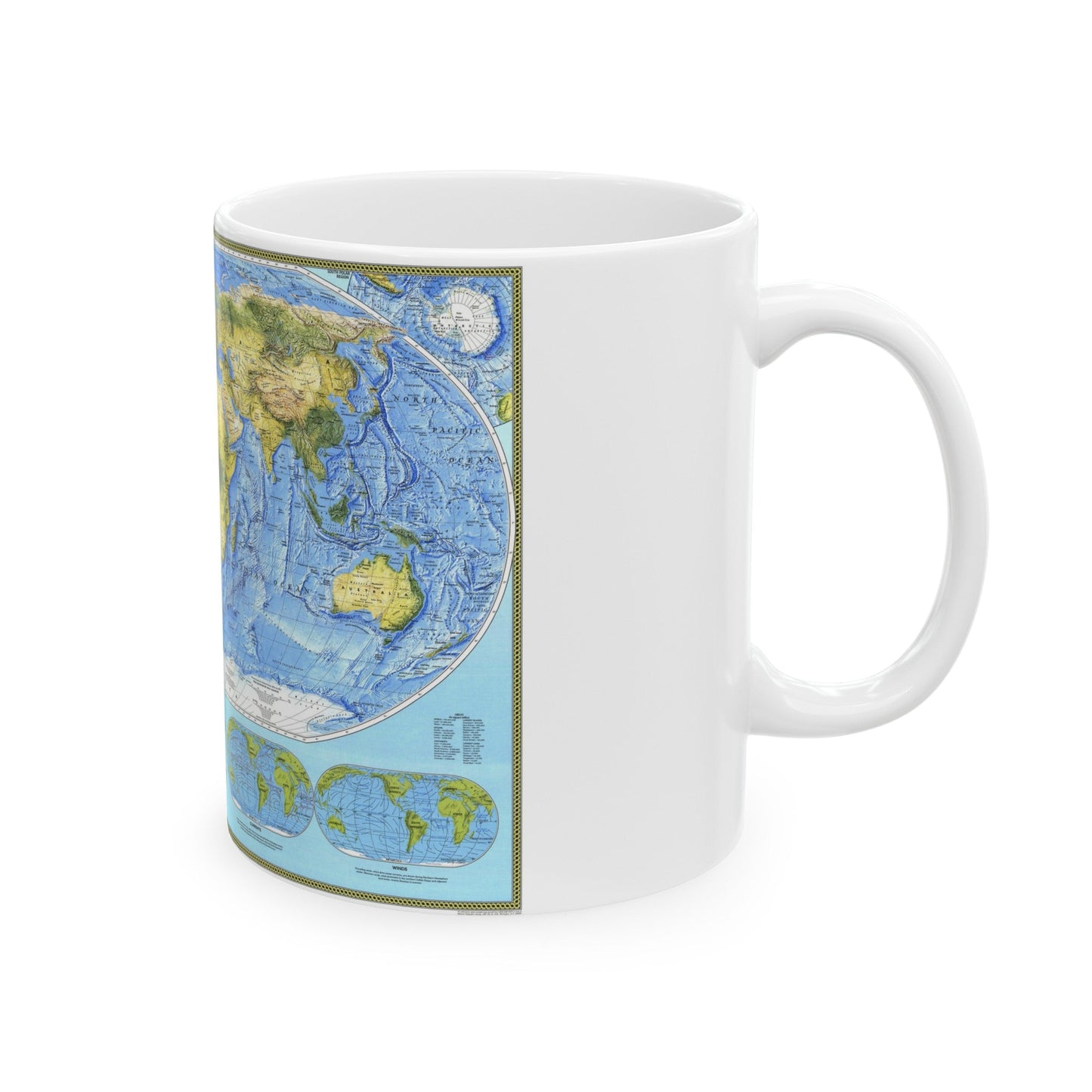 World Map - Physical (1994) (Map) White Coffee Mug-The Sticker Space