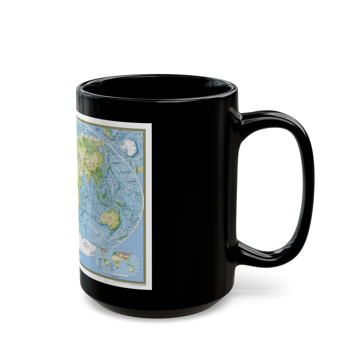 World Map - Physical (2005) (Map) Black Coffee Mug-The Sticker Space