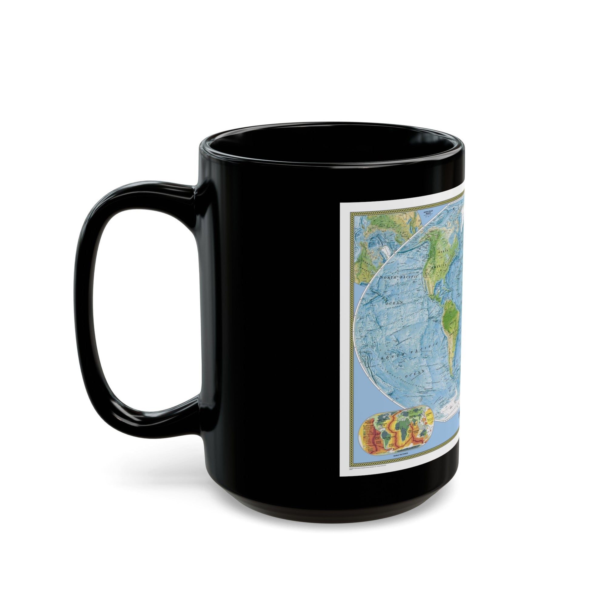 World Map - Physical (2005) (Map) Black Coffee Mug-The Sticker Space