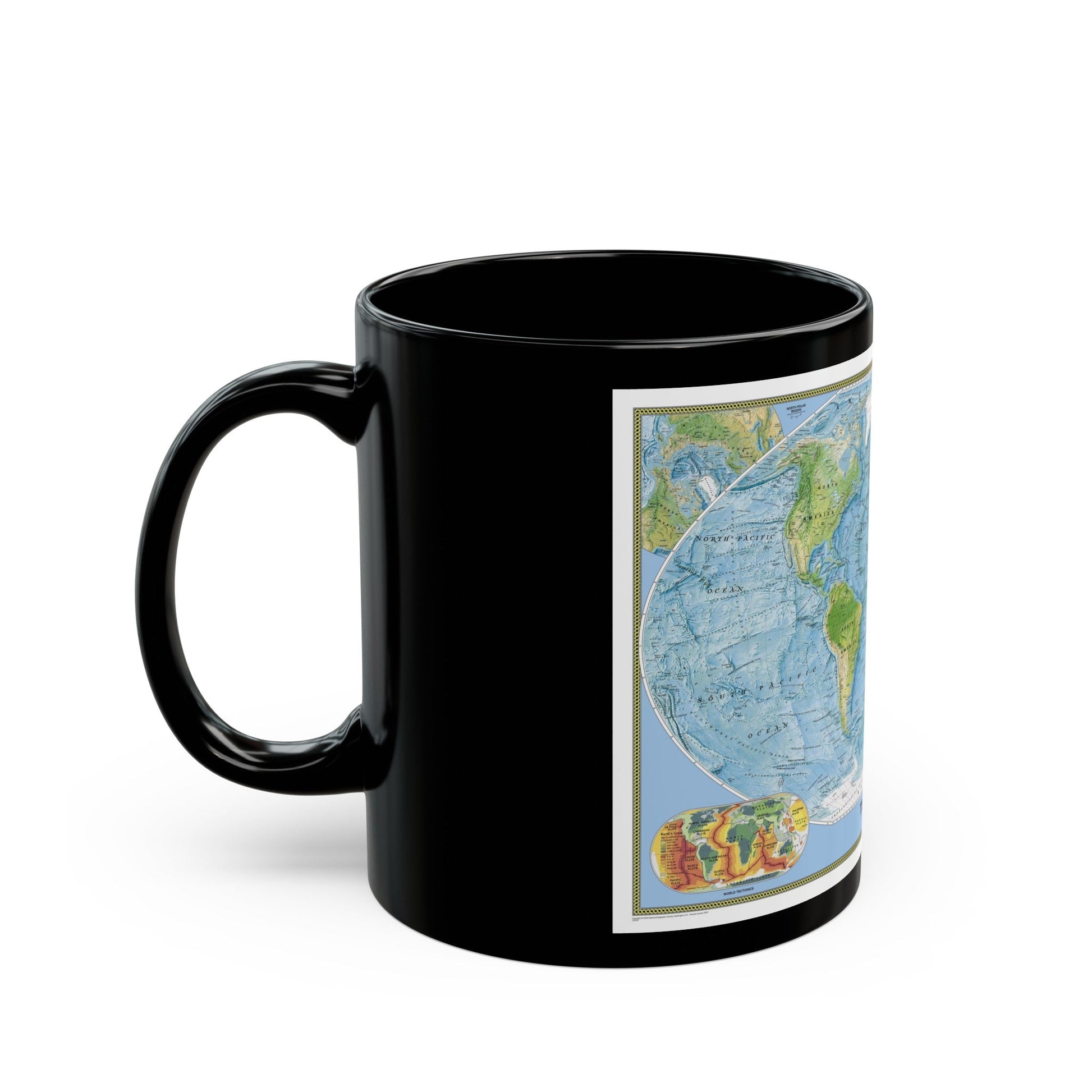 World Map - Physical (2005) (Map) Black Coffee Mug-The Sticker Space