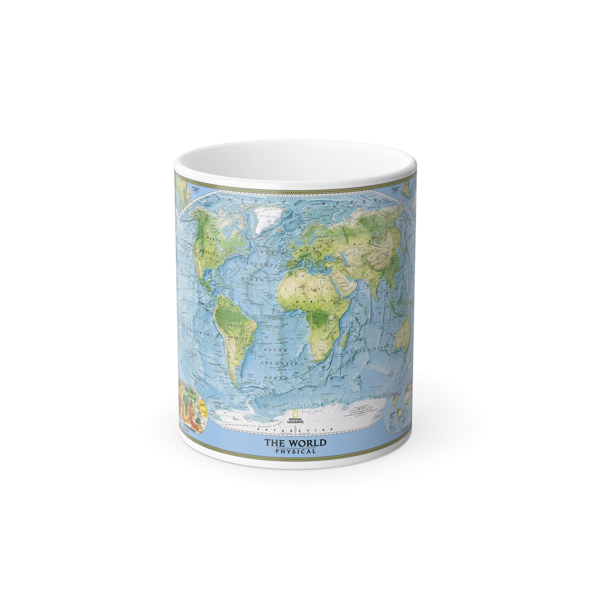 World Map - Physical (2005) (Map) Color Changing Mug 11oz-11oz-The Sticker Space