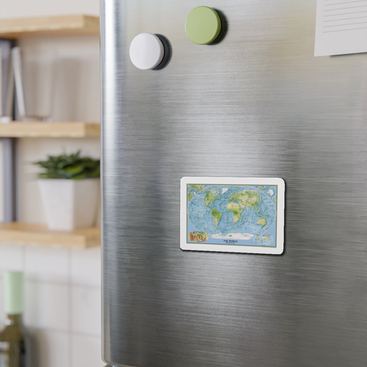 World Map - Physical (2005) (Map) Refrigerator Magnet-The Sticker Space