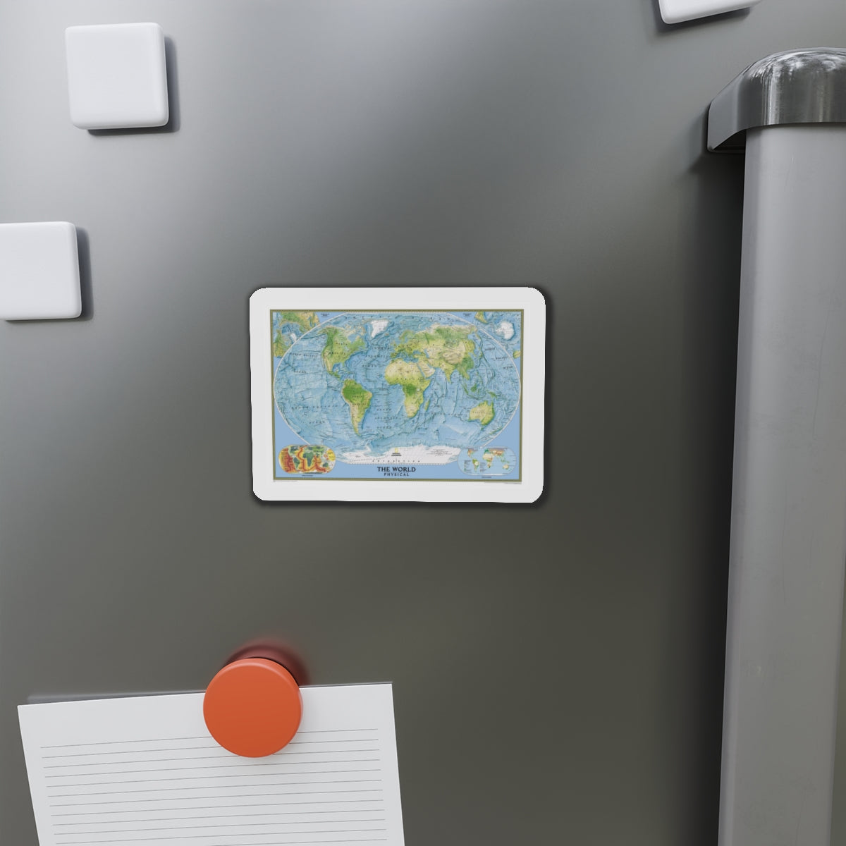 World Map - Physical (2005) (Map) Refrigerator Magnet-The Sticker Space