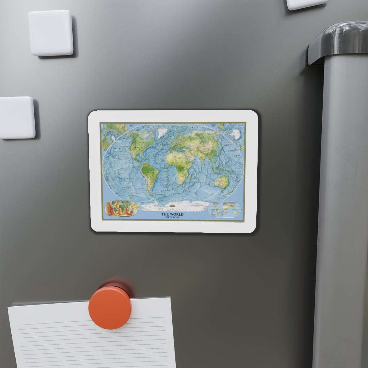 World Map - Physical (2005) (Map) Refrigerator Magnet-The Sticker Space