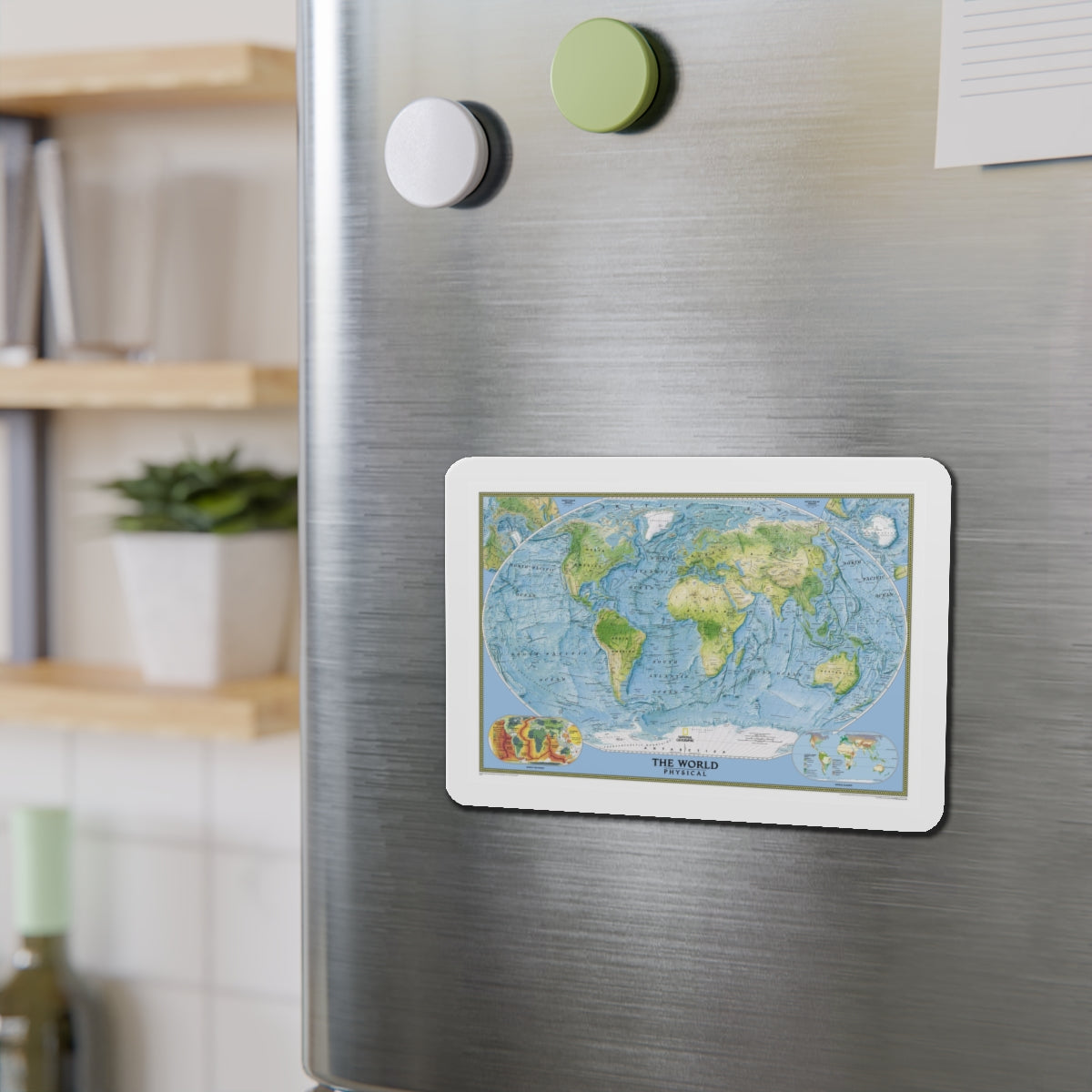 World Map - Physical (2005) (Map) Refrigerator Magnet-The Sticker Space