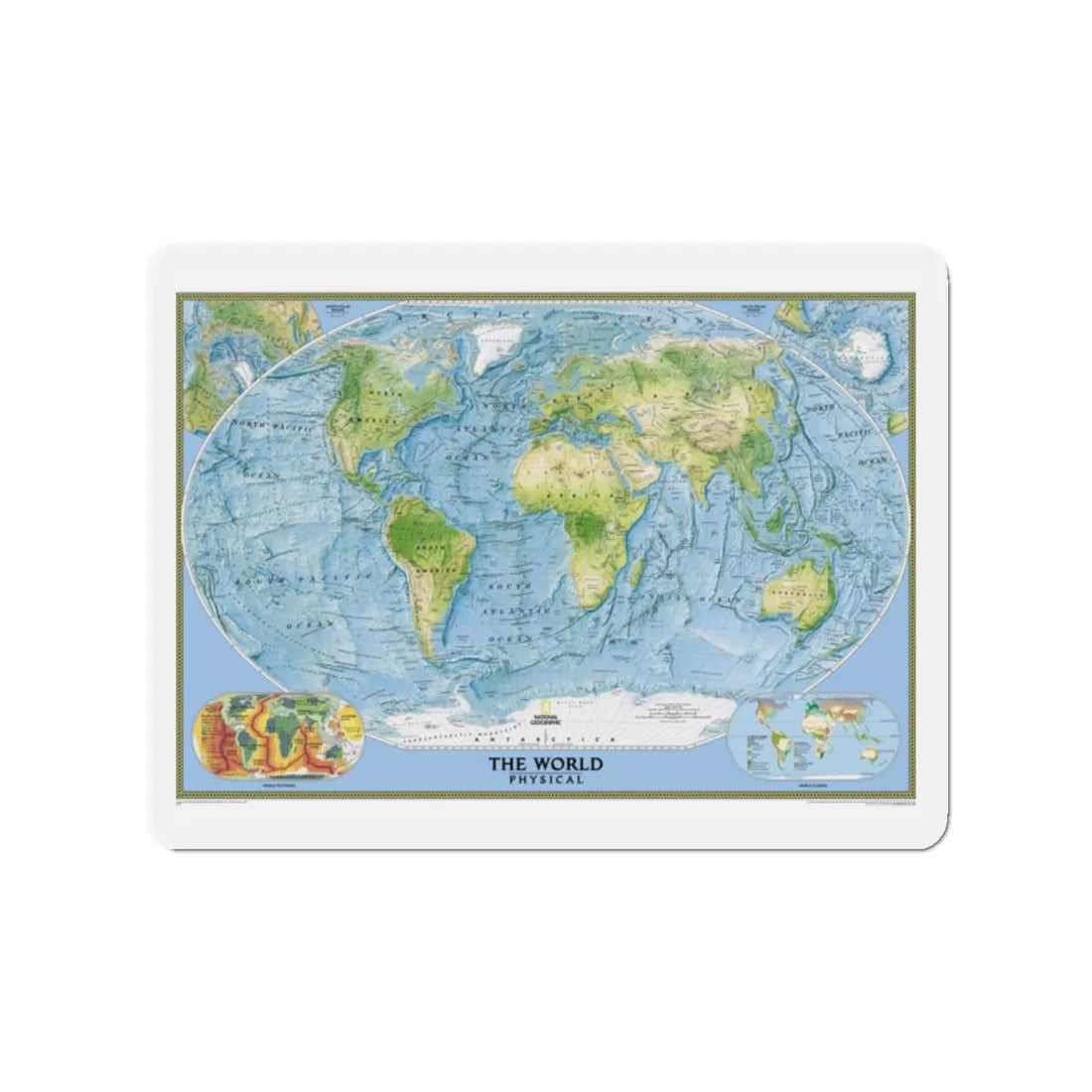 World Map - Physical (2005) (Map) Refrigerator Magnet 2 Inch - The Sticker Space