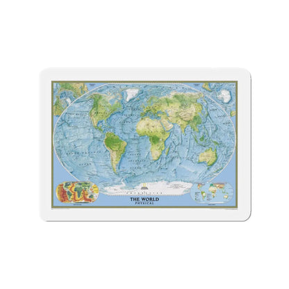 World Map - Physical (2005) (Map) Refrigerator Magnet 3 Inch - The Sticker Space