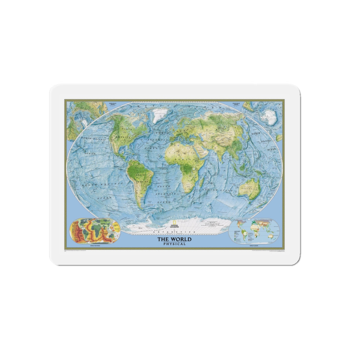 World Map - Physical (2005) (Map) Refrigerator Magnet-4" x 4"-The Sticker Space