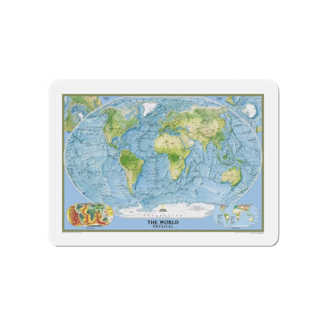 World Map - Physical (2005) (Map) Refrigerator Magnet 5 Inch - The Sticker Space