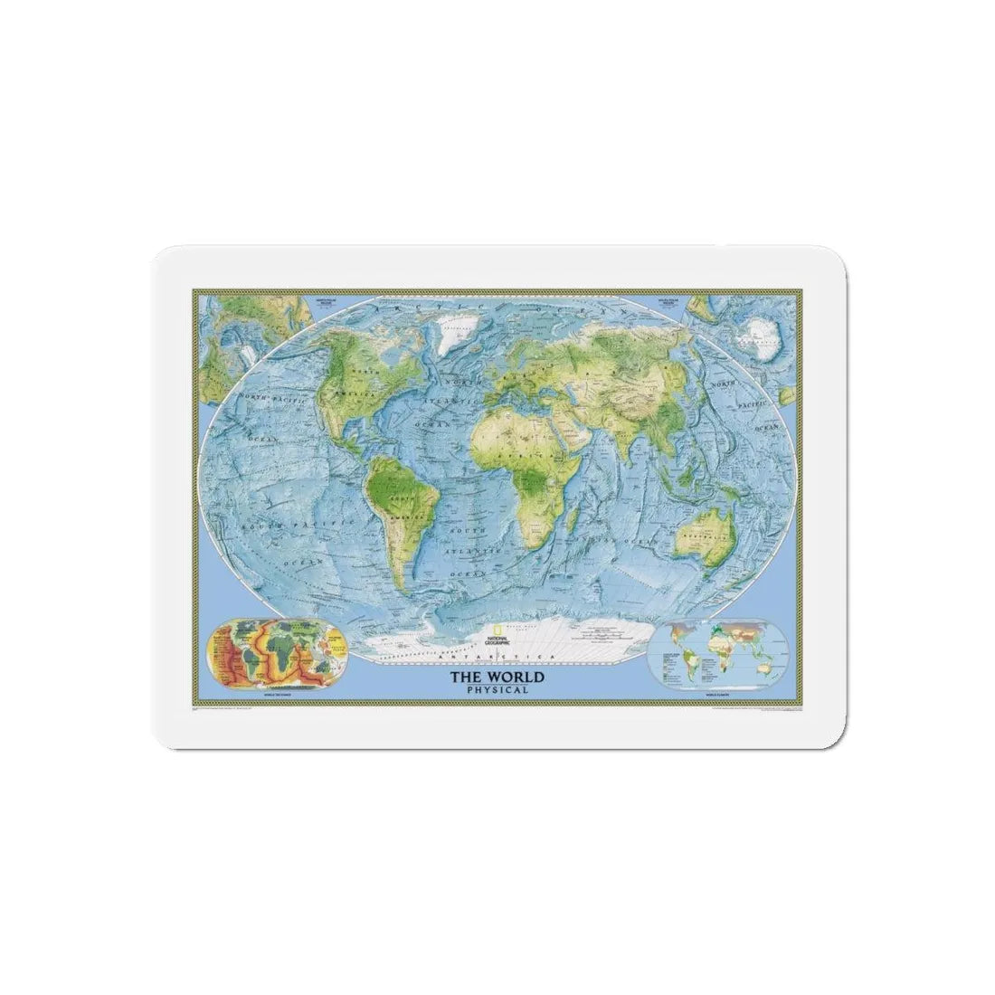 World Map - Physical (2005) (Map) Refrigerator Magnet 6 Inch - The Sticker Space