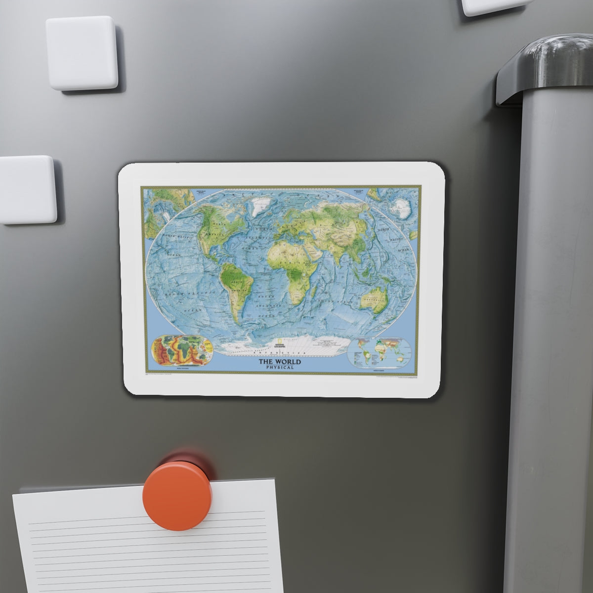 World Map - Physical (2005) (Map) Refrigerator Magnet-The Sticker Space