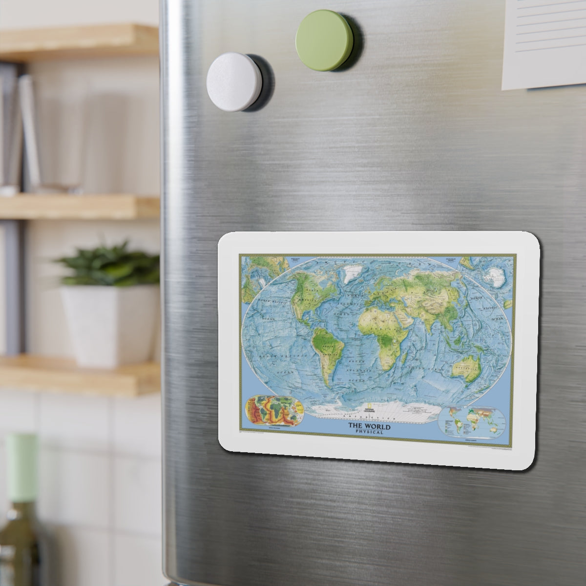 World Map - Physical (2005) (Map) Refrigerator Magnet-The Sticker Space