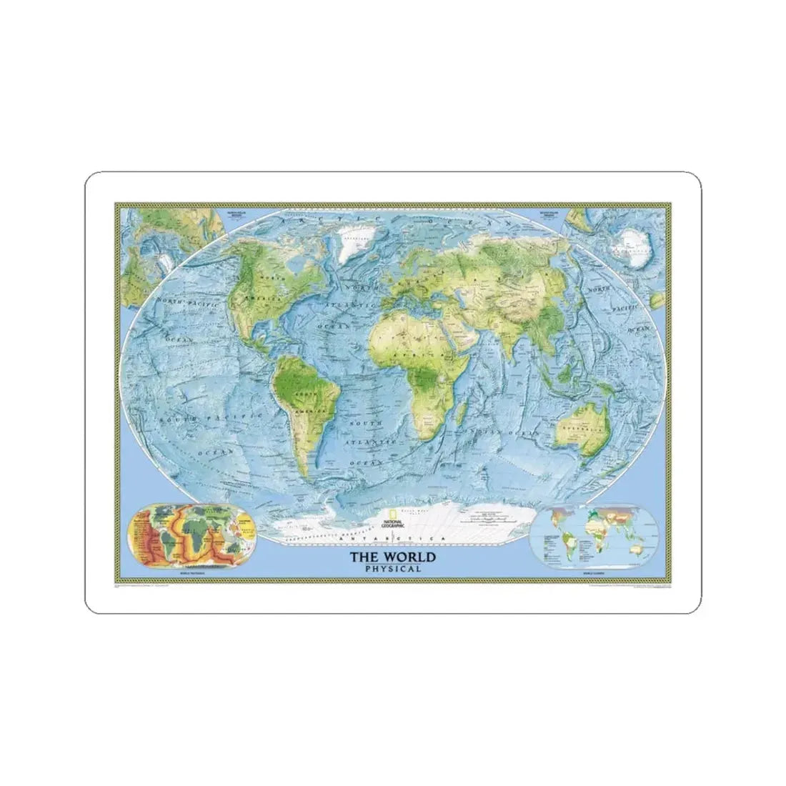 World Map - Physical (2005) (Map) STICKER Vinyl Kiss-Cut Decal 3 Inch White - The Sticker Space
