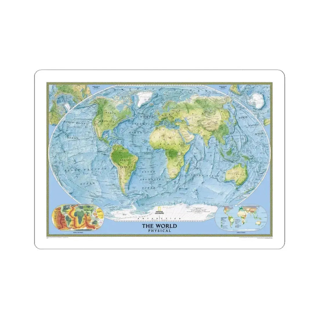 World Map - Physical (2005) (Map) STICKER Vinyl Kiss-Cut Decal 6 Inch White - The Sticker Space