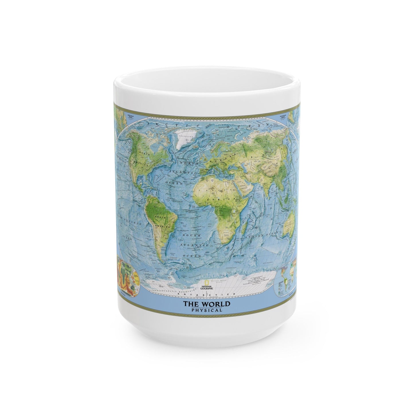 World Map - Physical (2005) (Map) White Coffee Mug-15oz-The Sticker Space