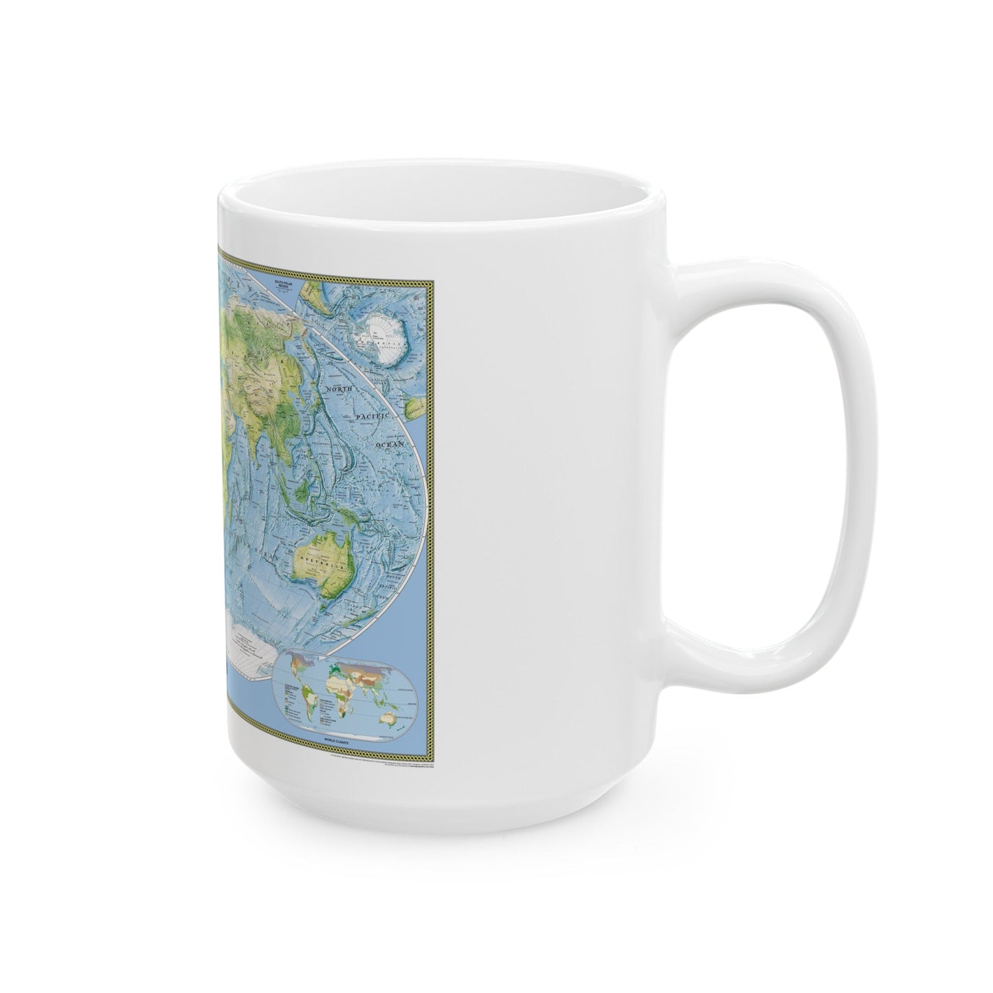 World Map - Physical (2005) (Map) White Coffee Mug-The Sticker Space