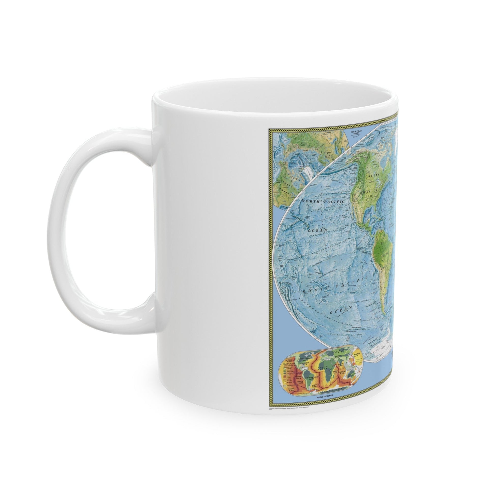 World Map - Physical (2005) (Map) White Coffee Mug-The Sticker Space