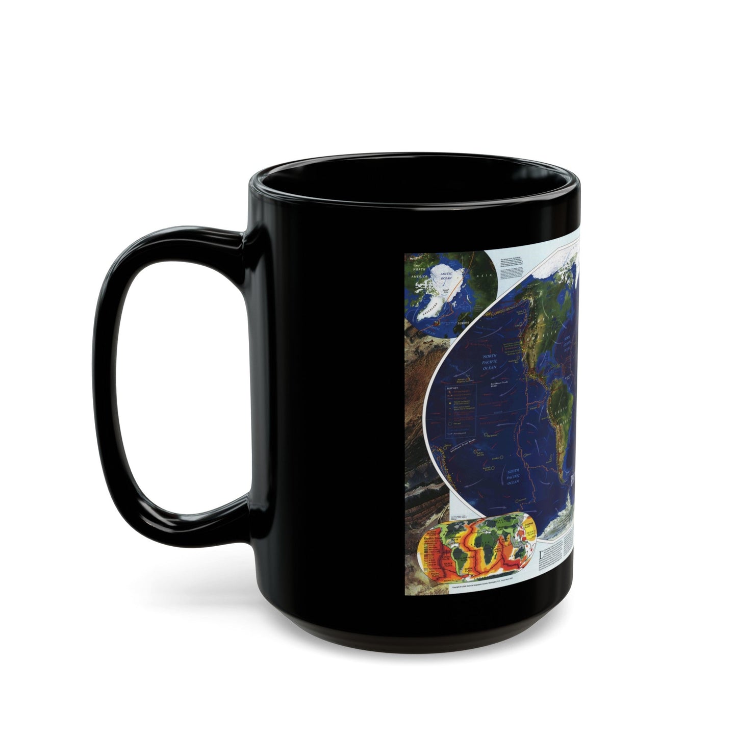 World Map - Physical Earth 1 (1998) (Map) Black Coffee Mug-The Sticker Space