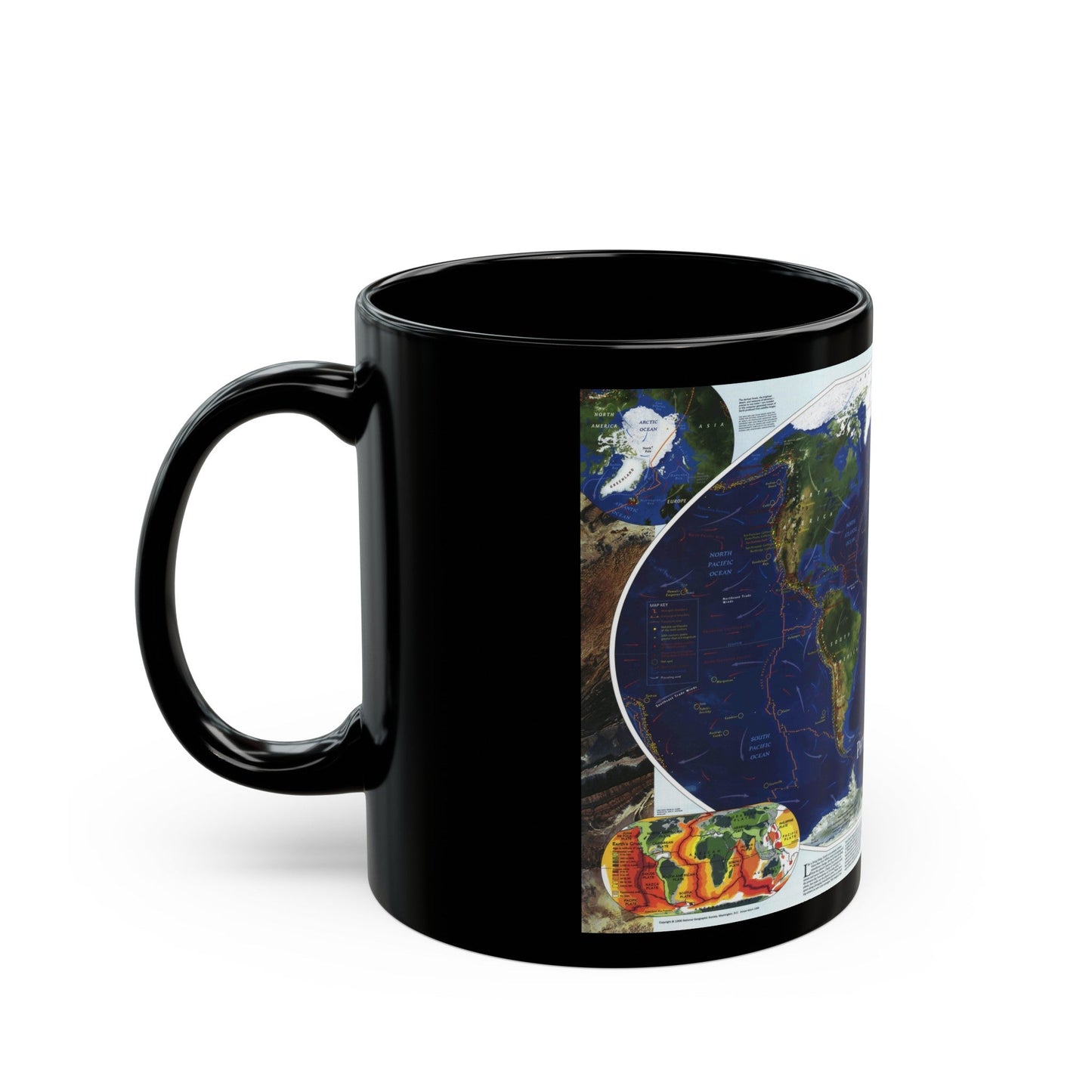 World Map - Physical Earth 1 (1998) (Map) Black Coffee Mug-The Sticker Space